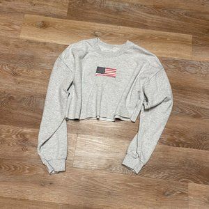 SUNKISSED COCONUT American Flag Cropped Sweatshirt
